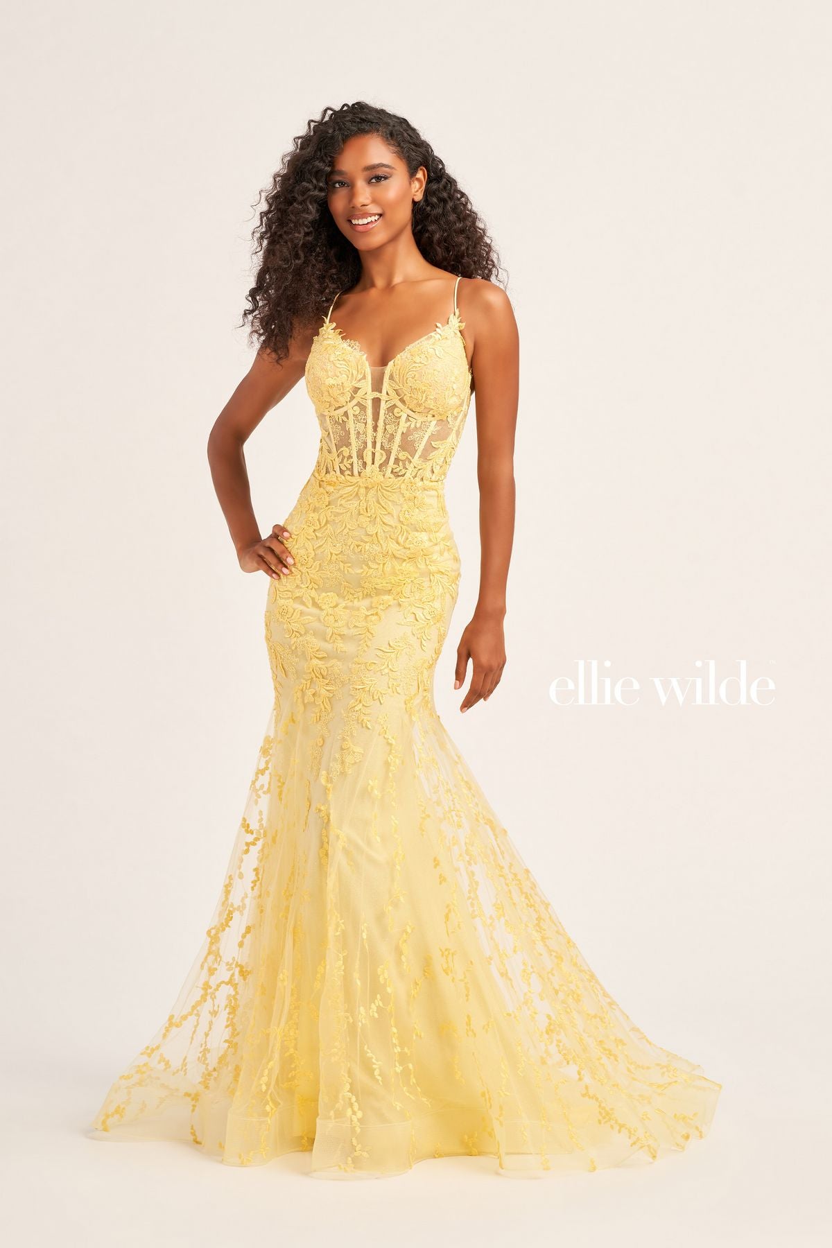 Ellie Wilde EW35010 Long Fitted Formal Glitter Prom Dress