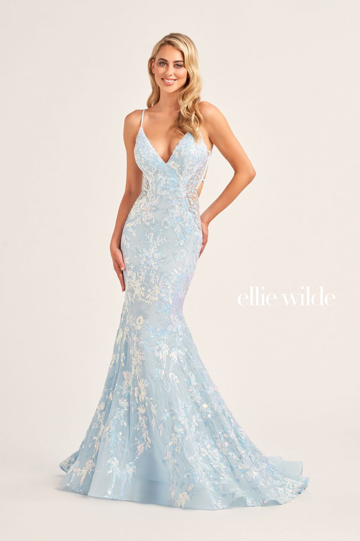 Royal Blue Ellie Wilde EW35011 Mermaid Prom Long Formal Gown