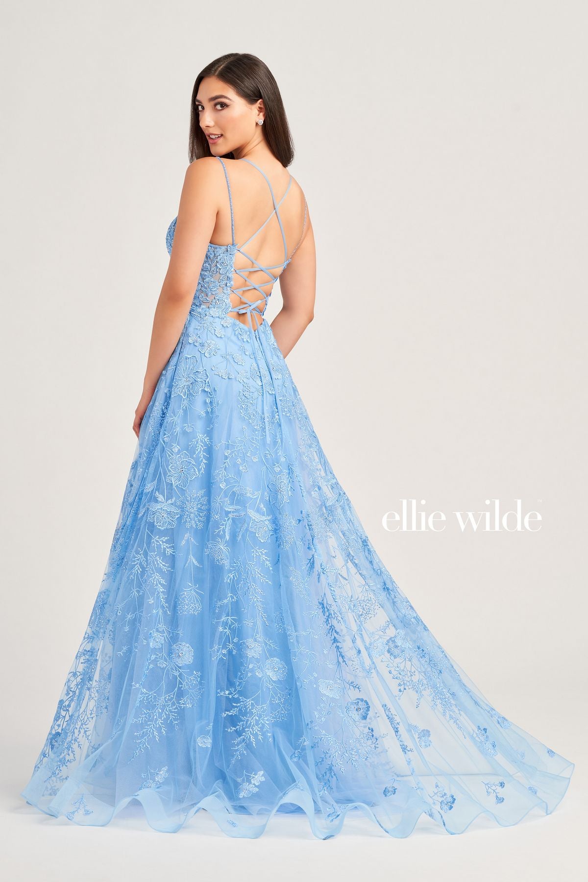 Ellie Wilde EW35012 Long Formal Beaded Slit Prom Dress