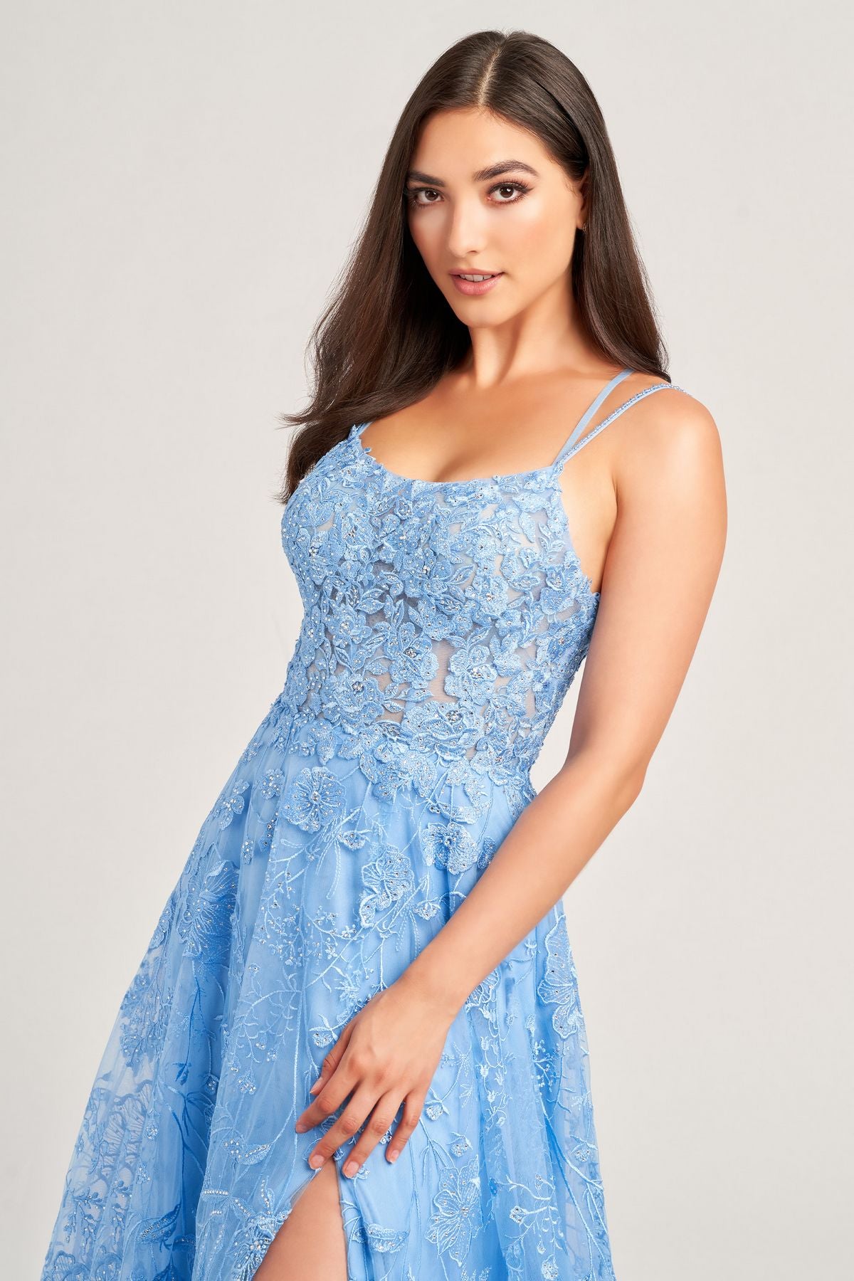 Ellie Wilde EW35012 Long Formal Beaded Slit Prom Dress