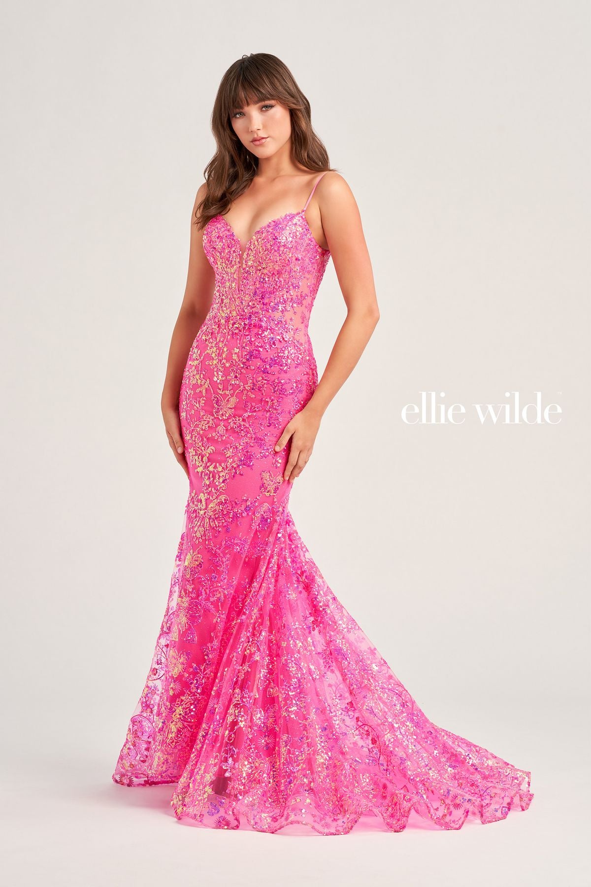 Ellie Wilde EW35013 Prom Fitted Formal Glitter Long Gown