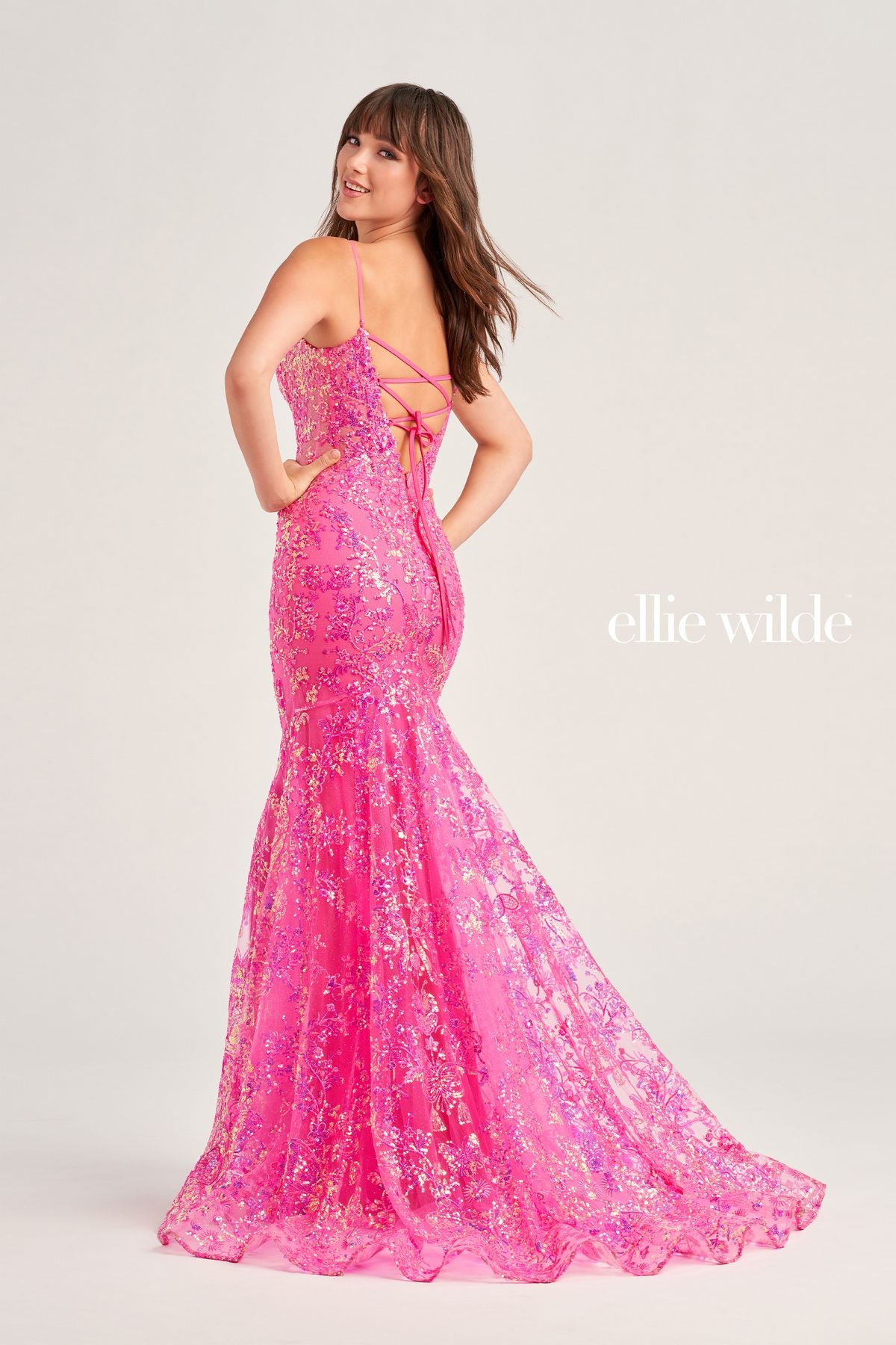 Ellie Wilde EW35013 Prom Fitted Formal Glitter Long Gown