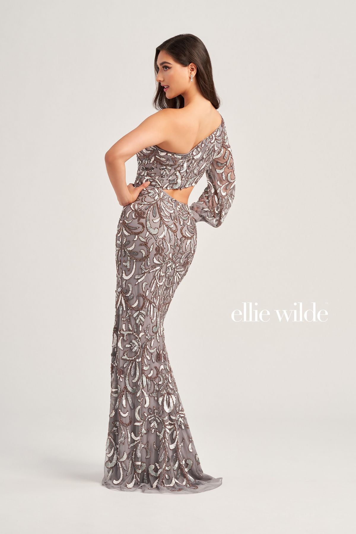 Ellie Wilde EW35020 Long Formal Fitted Sequin Prom Dress