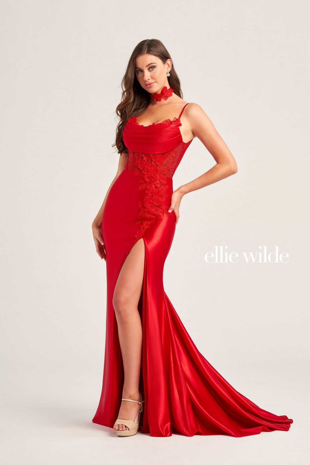 Prom Dresses Long Fitted Applique Prom Formal Gown Red