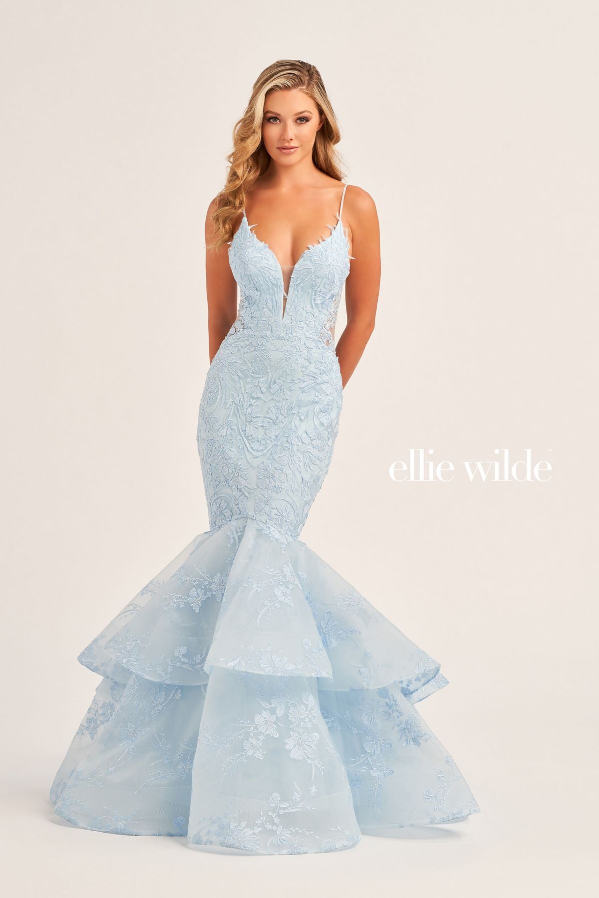 Ellie Wilde EW35038 Long Mermaid Beaded Formal Prom Dress