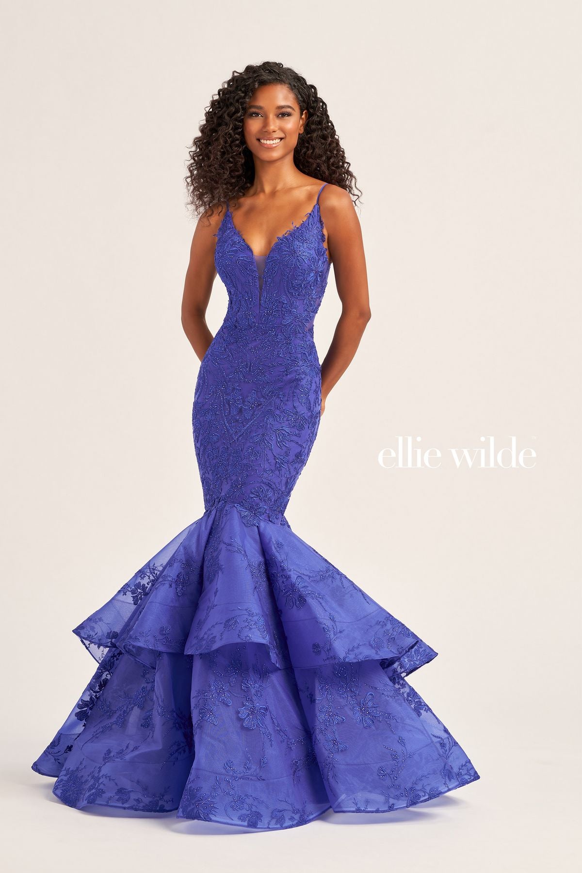 Ellie Wilde EW35038 Long Mermaid Beaded Formal Prom Dress