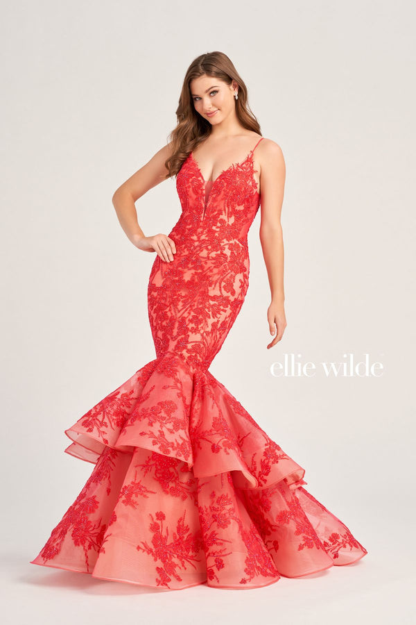 Ellie Wilde EW35038 Long Mermaid Beaded Formal Prom Dress