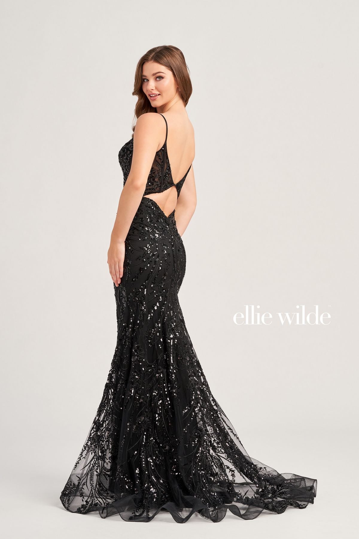 Ellie Wilde EW35039 Fitted Formal Glitter Prom Long Gown