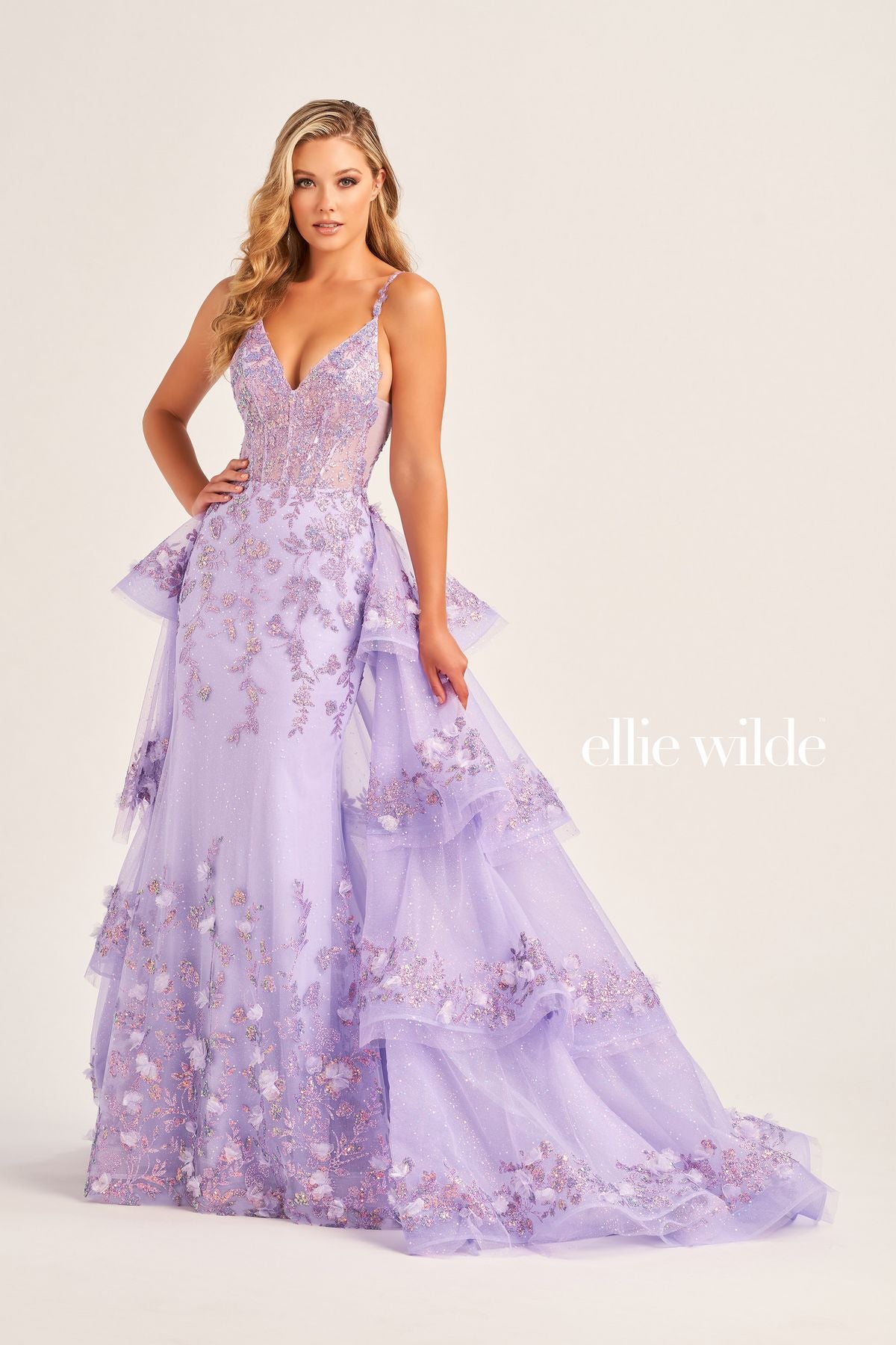 Ellie Wilde EW35045 Long Formal Glitter Prom Dress