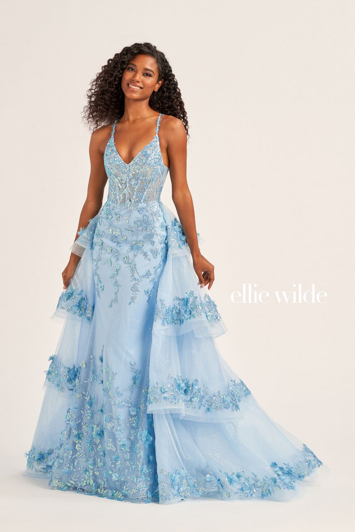 Ellie Wilde EW35045 Long Formal Glitter Prom Dress