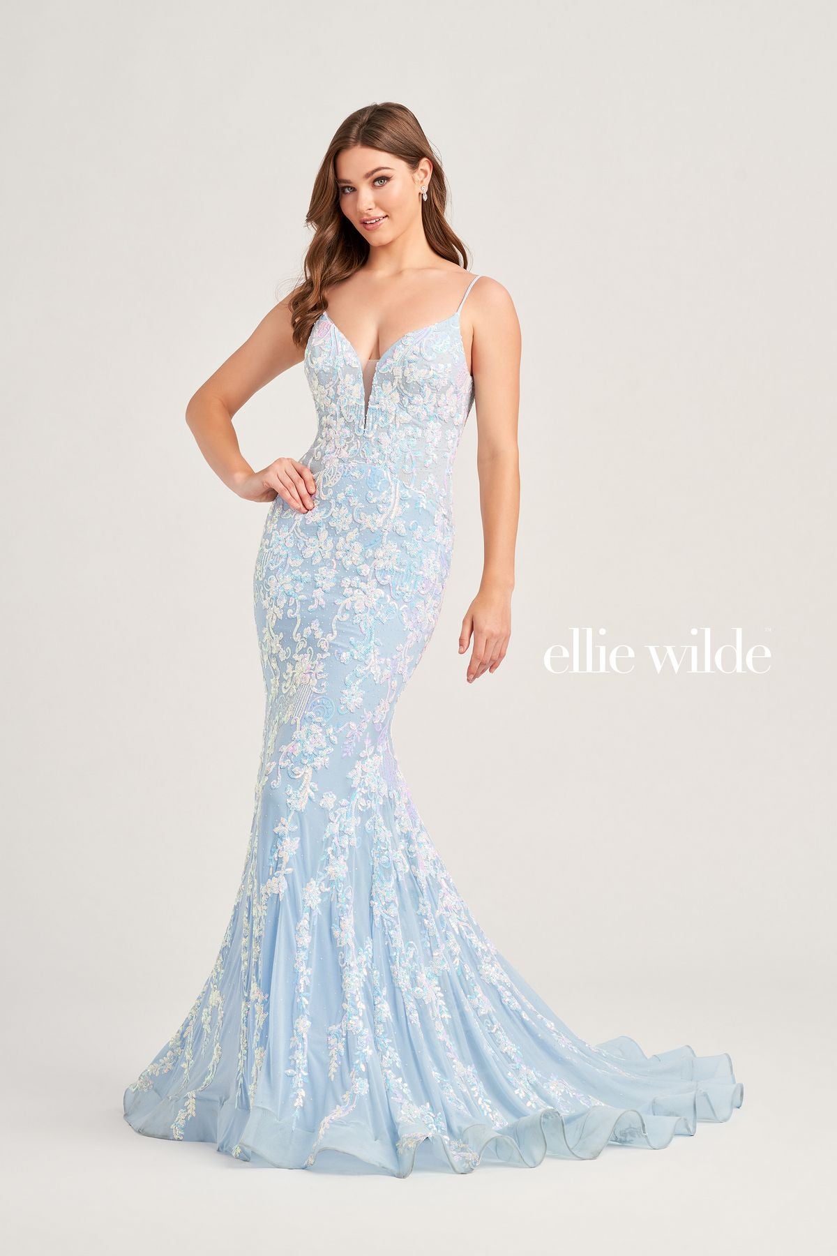Ellie Wilde EW35048 Long Mermaid Formal Beaded Prom Dress