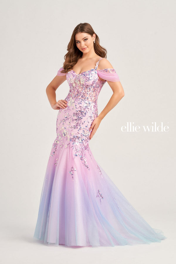 Ellie Wilde EW35056 Long Beaded Mermaid Prom Dress
