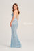 Prom Dresses Long Formal Fitted Evening Prom Gown Misty Blue/White