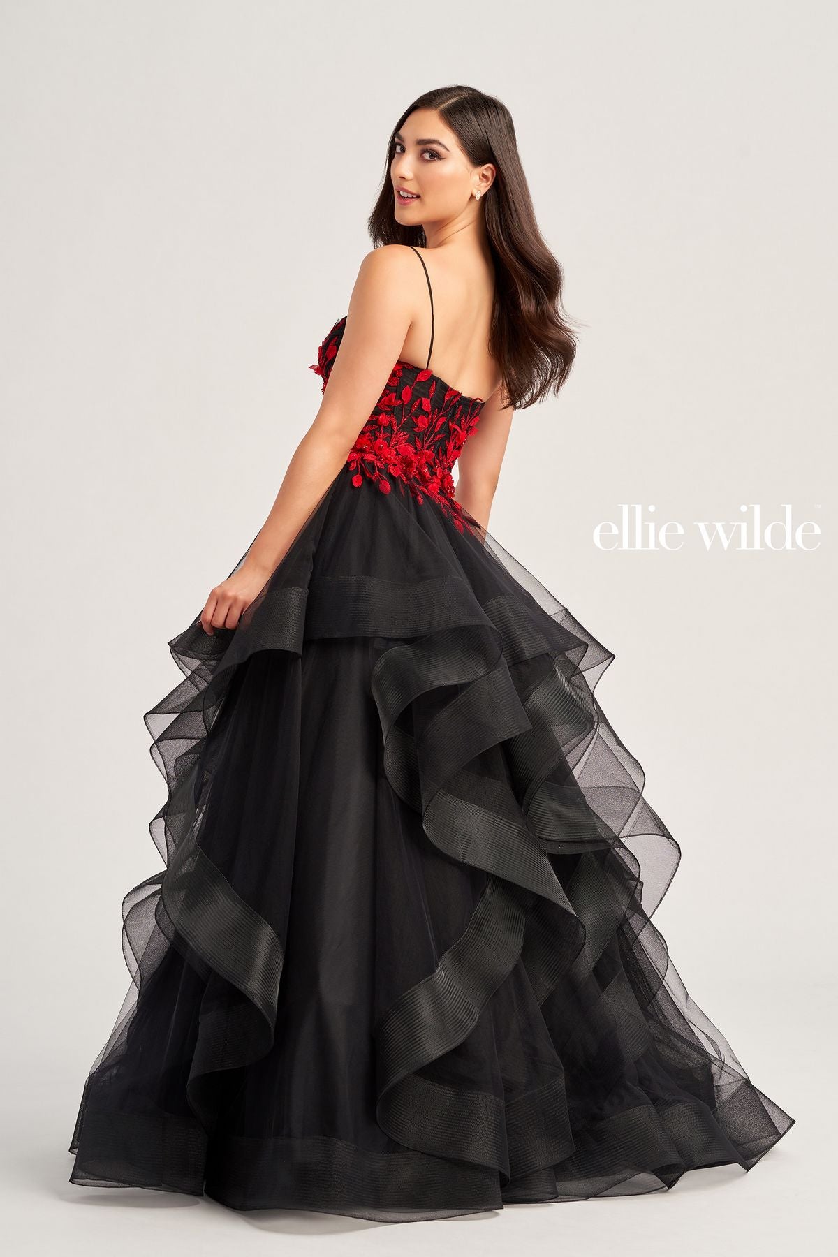 Ellie Wilde EW35070 Long Ball Gown Beaded Applique Prom Dress
