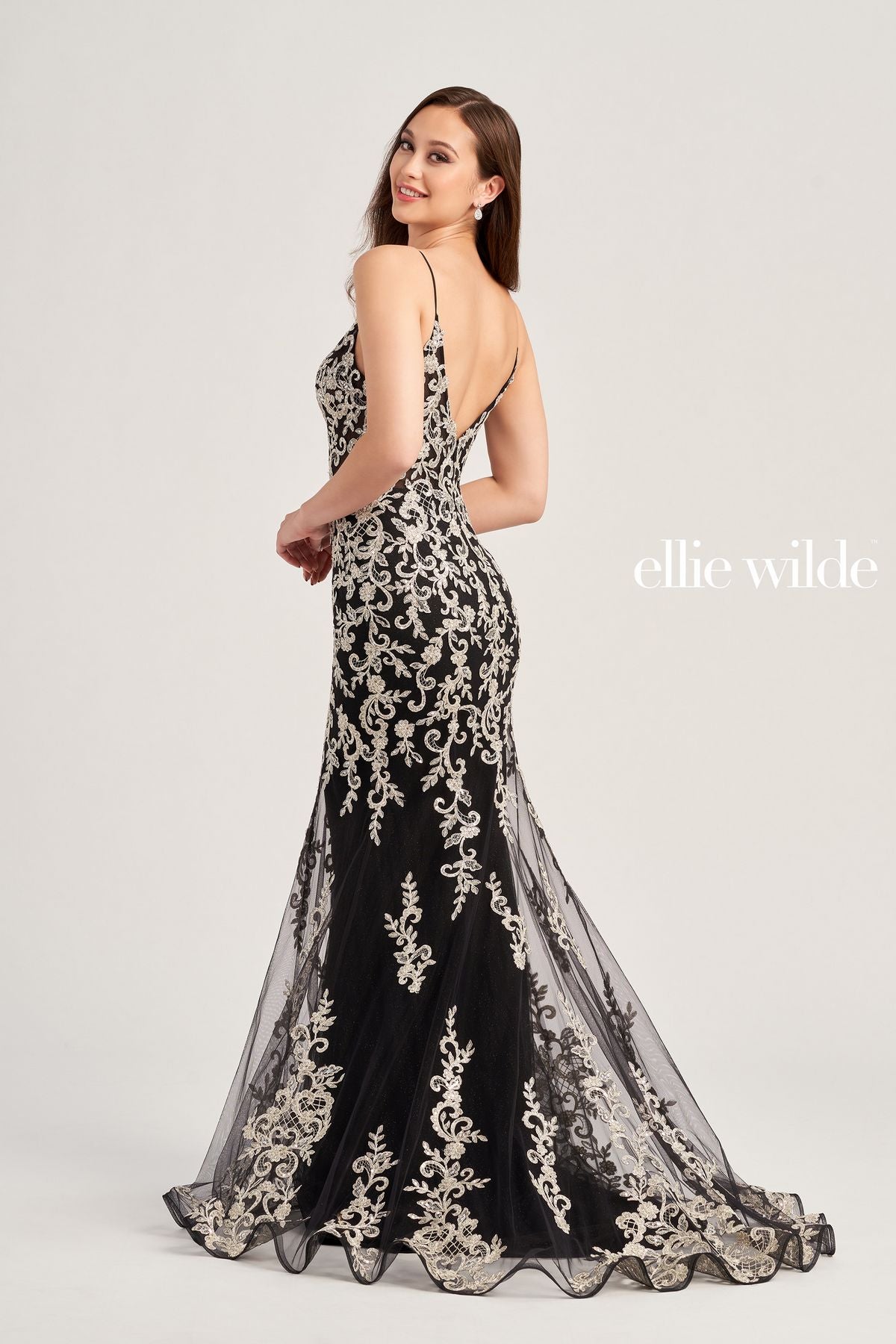 Ellie Wilde EW35071 Long Fitted Glitter Formal Prom Gown