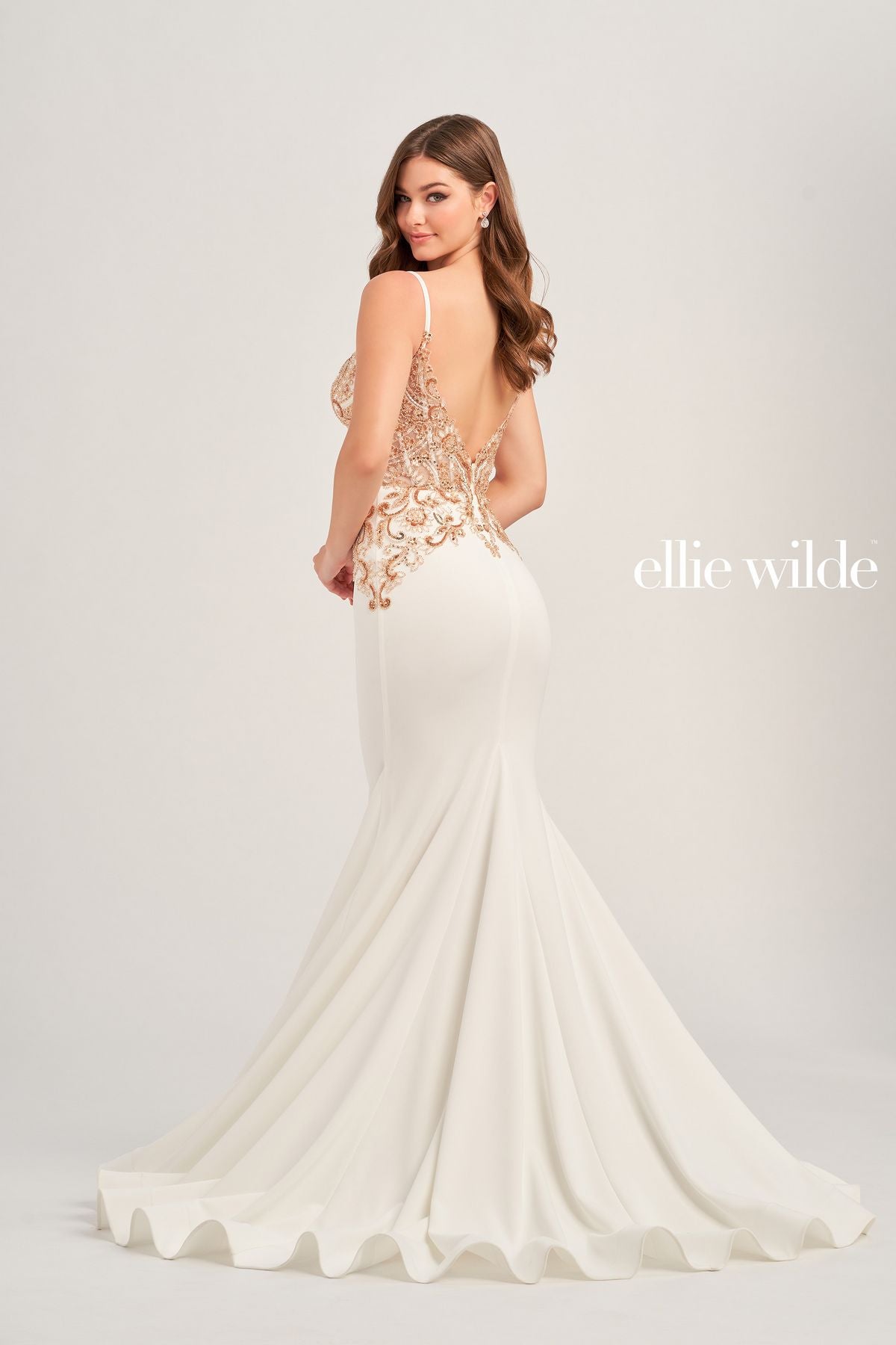 Prom Dresses Long Formal Mermaid Fit Prom Dress White/Gold