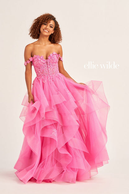 Prom Dresses Glitter Long Ball Gown Prom Dress Hot Pink