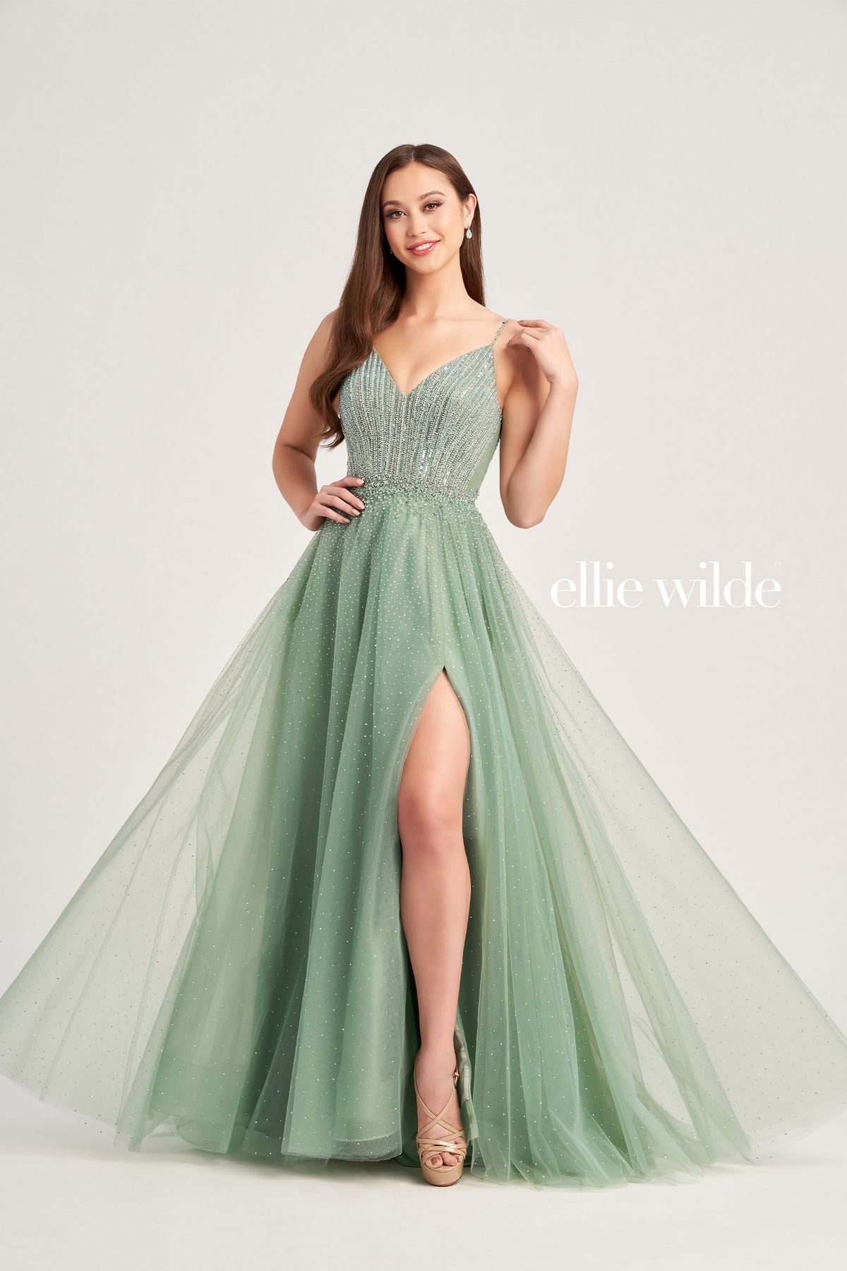 Ellie Wilde EW35088 Long Ball Gown Glitter Pocket Prom Dress