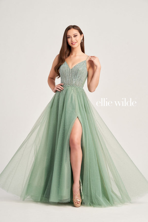 Ellie Wilde EW35088 Long Ball Gown Glitter Pocket Prom Dress