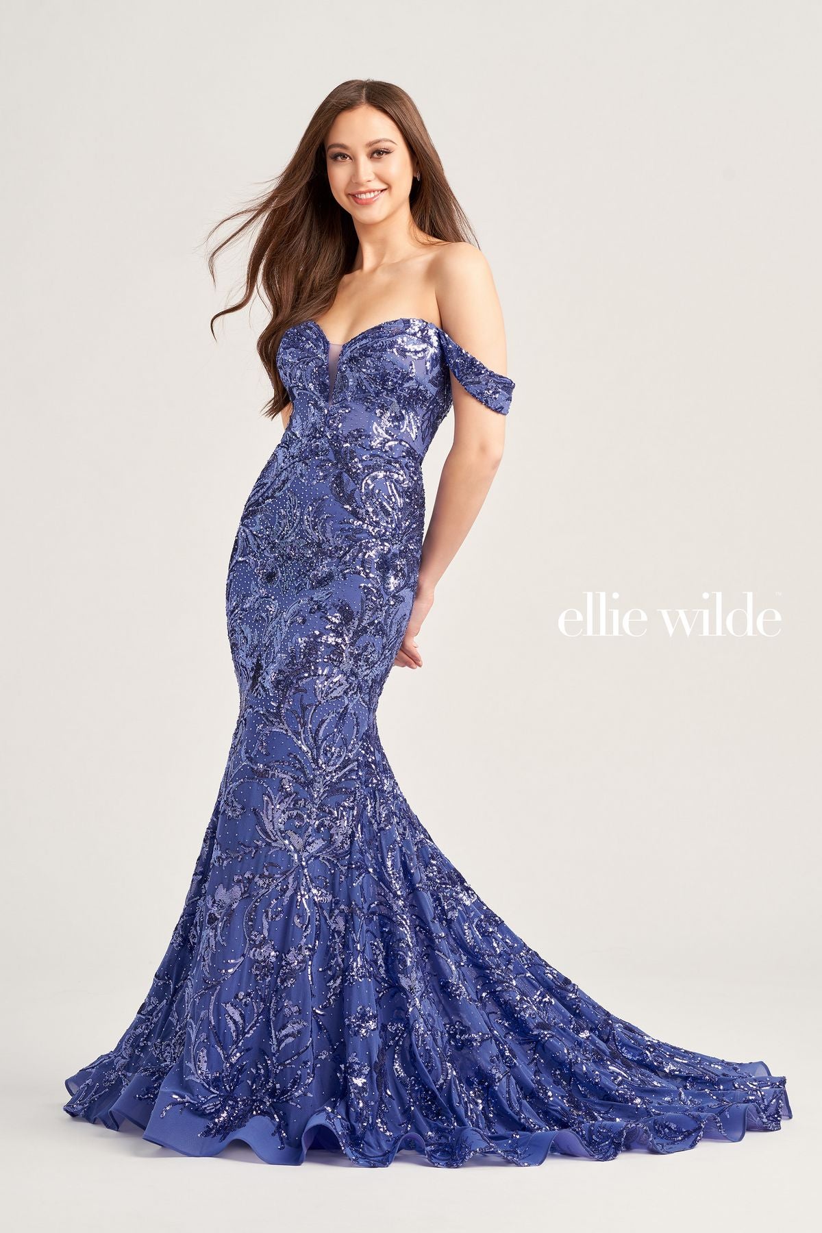 Ellie Wilde EW35094 Long Fitted Sequin Formal Prom Dress