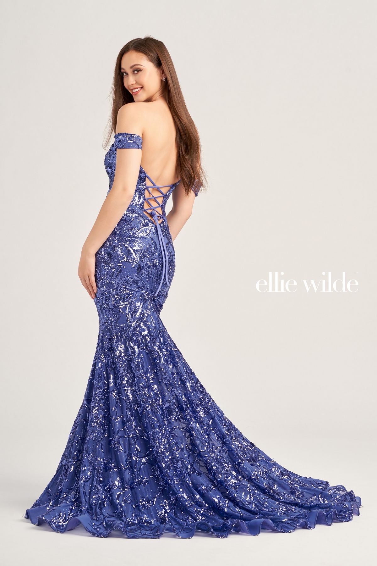 Ellie Wilde EW35094 Long Fitted Sequin Formal Prom Dress