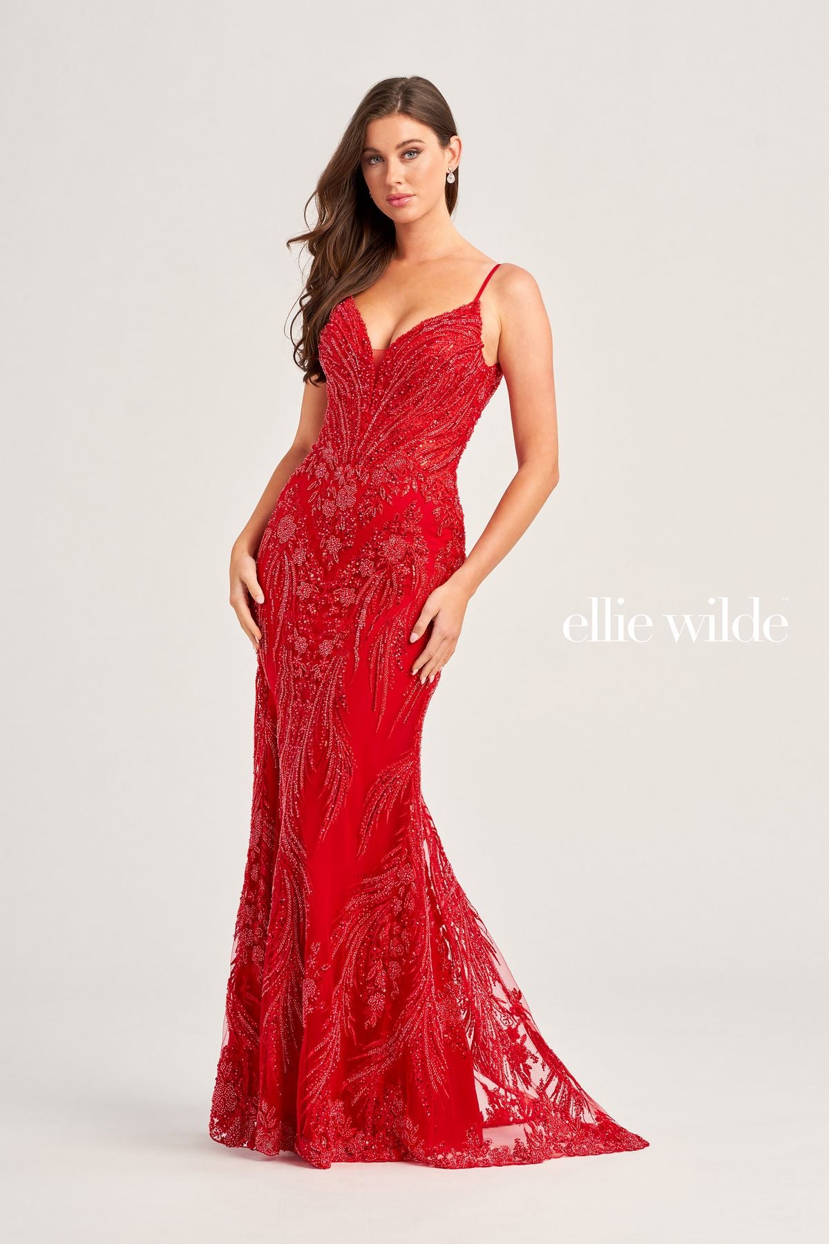 Ellie Wilde EW35095 Long Formal Fitted Sequin Prom Gown