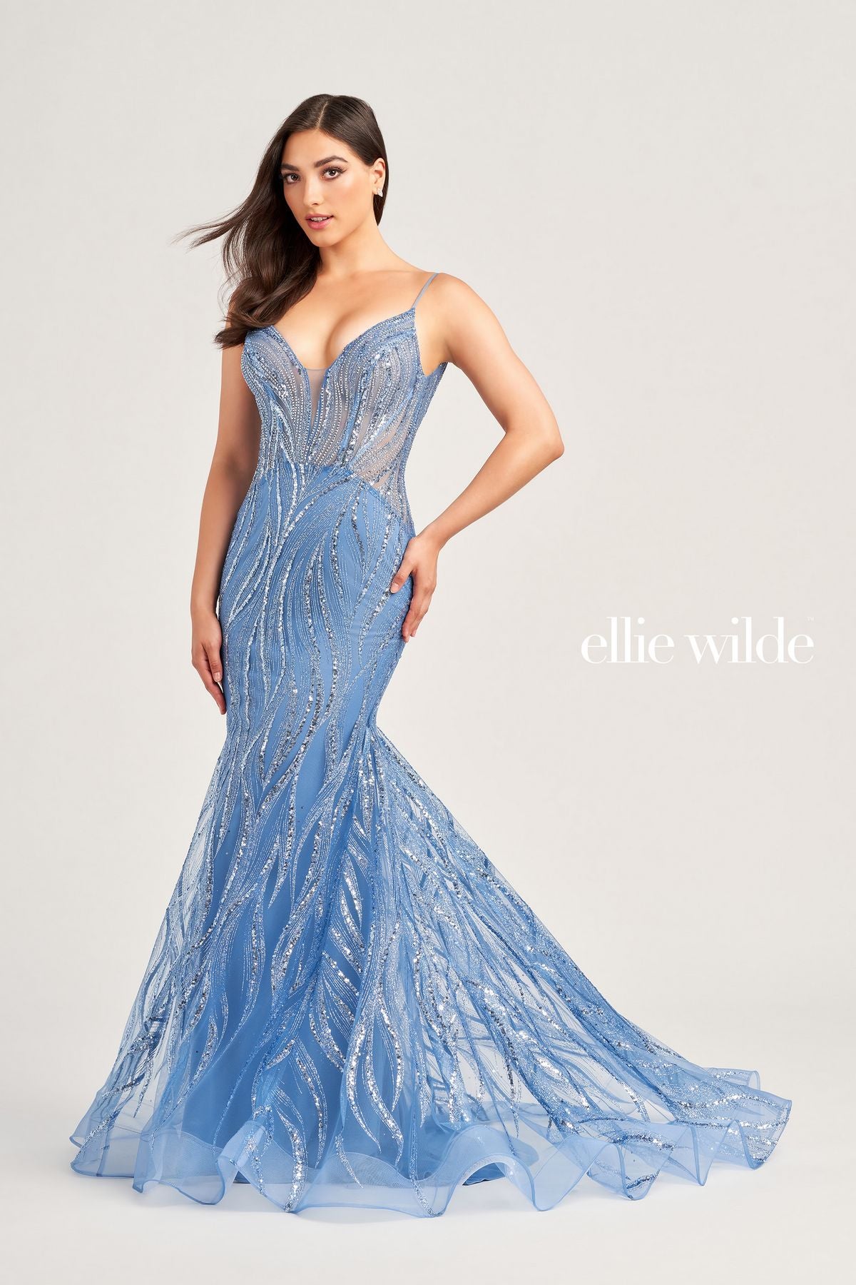 Prom Dresses Blue Steel Bridesmaid Dresses Ellie Wilde EW35098 Long Formal Fitted Evening Prom Dress Steel Prom Dresses Blue Steel Bridesmaid Dresses Ellie Wilde EW35098 Long Formal Fitted Evening Prom Dress Steel
