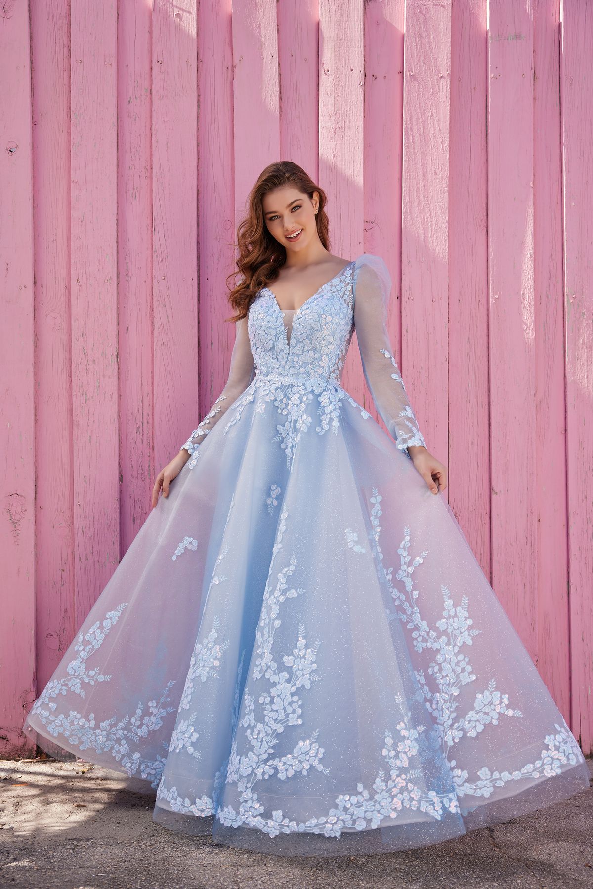 Ellie Wilde EW35106 Long Formal Prom Ball Gown with Detachable Sleeves – The Dress Outlet