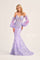 Prom Dresses Long Fitted Formal Prom Gown With Detachable Sleeves Lavender