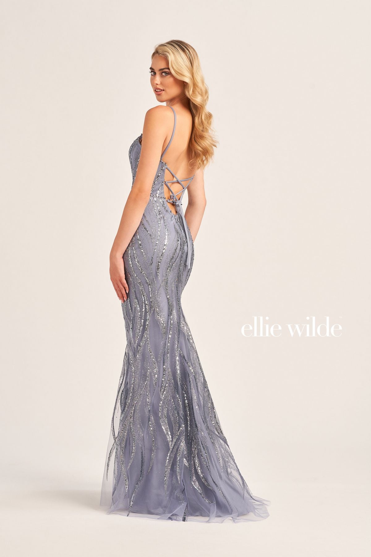 Ellie Wilde EW35112 Fitted Formal Long Sequin Prom Dress