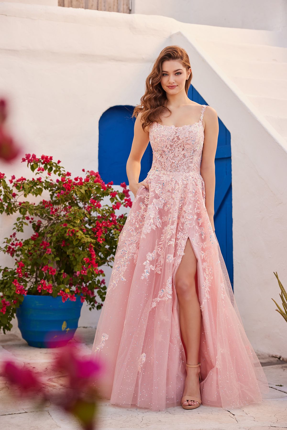 Ellie Wilde EW35114 Long Glitter Ball Gown Pocket Prom Dress