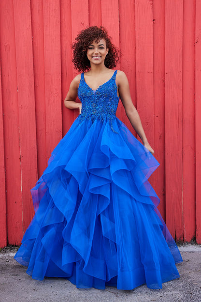 Prom Dresses Long Beaded Prom Ball Gown Royal Blue