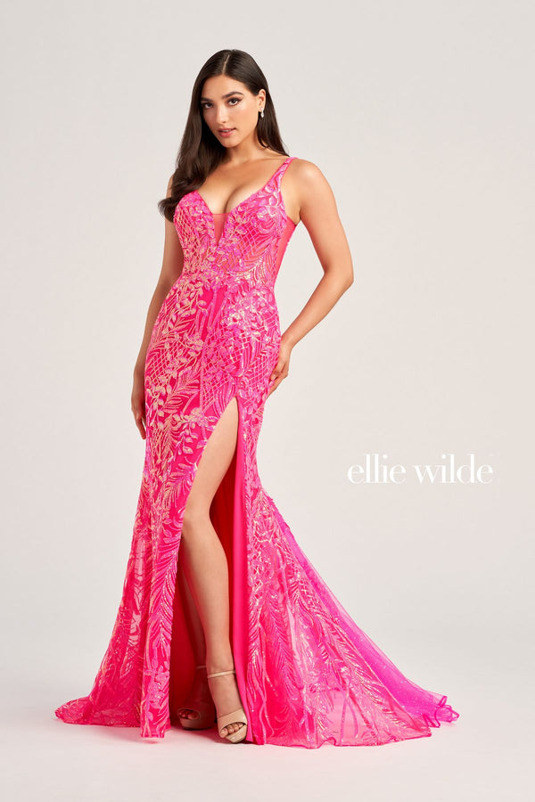 Prom Dresses Long Formal Sequin Pocket Prom Dress Hot Pink