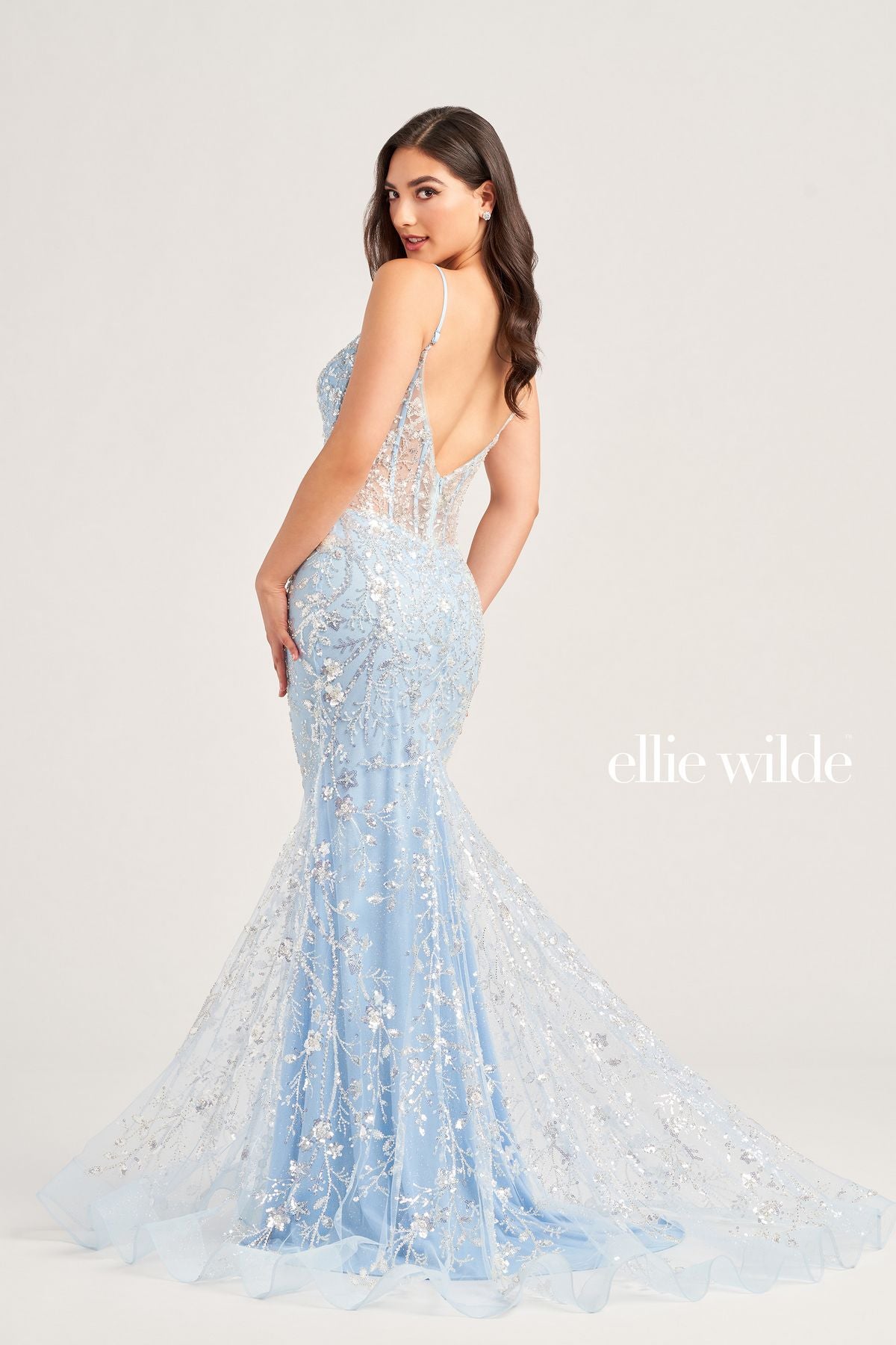 Ellie Wilde EW35204 Long Fitted Formal Sequin Prom Dress