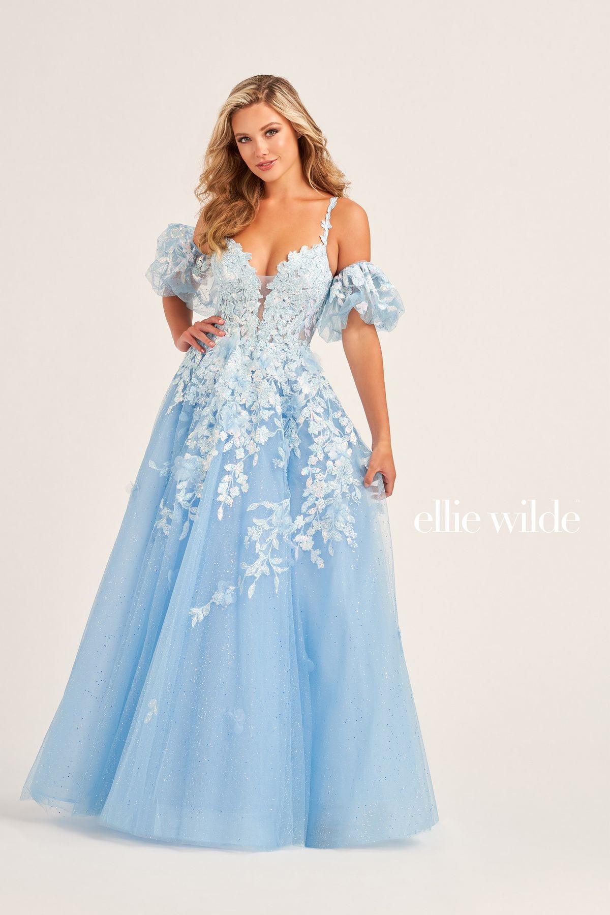 Ellie Wilde EW35205 Long Ball Gown Beaded Pocket Prom Dress