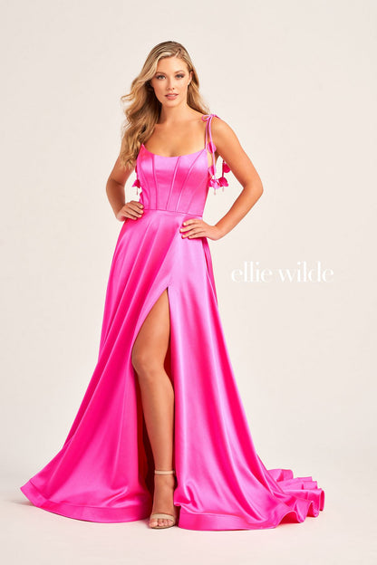 Prom Dresses Formal Long A Line Slit Prom Dress Hot Pink