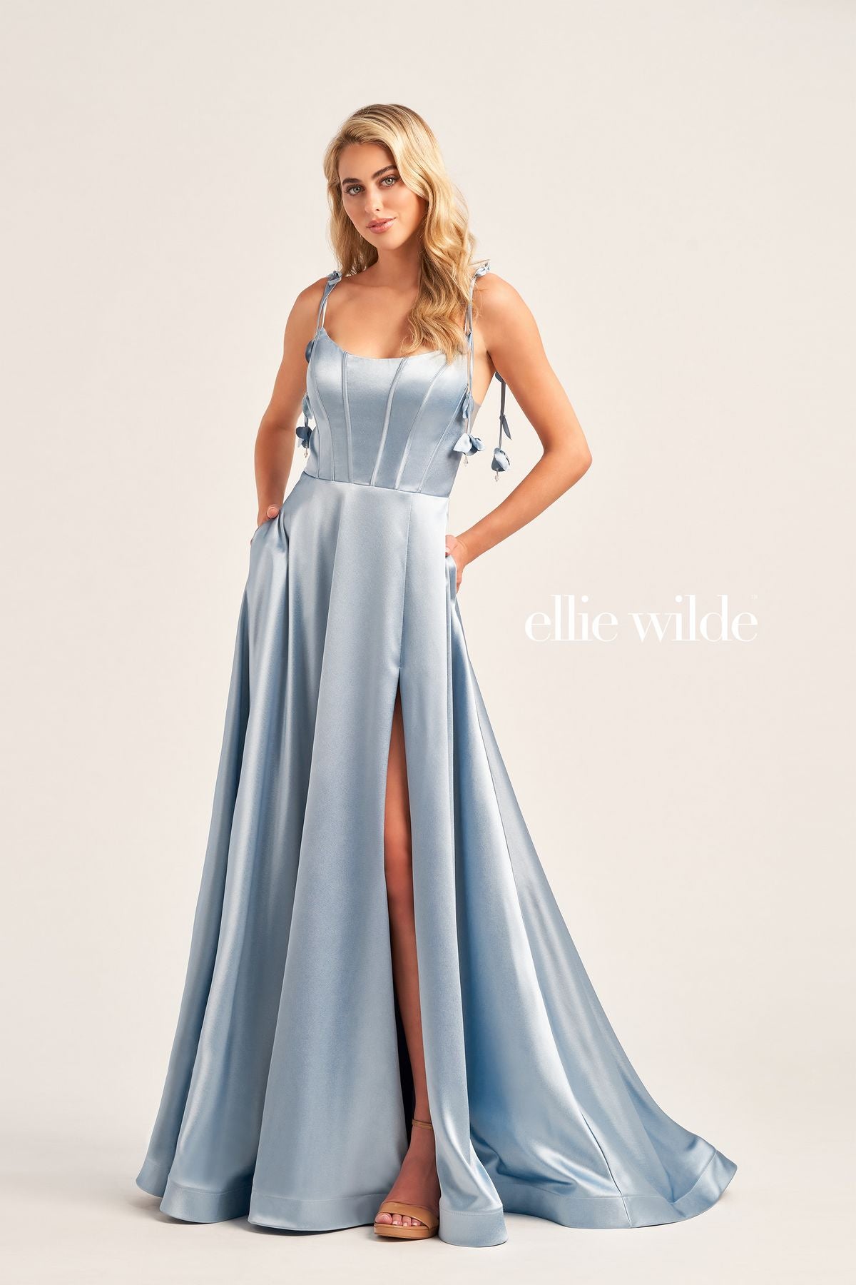 Ellie Wilde EW35215 Formal Long A Line Slit Prom Dress