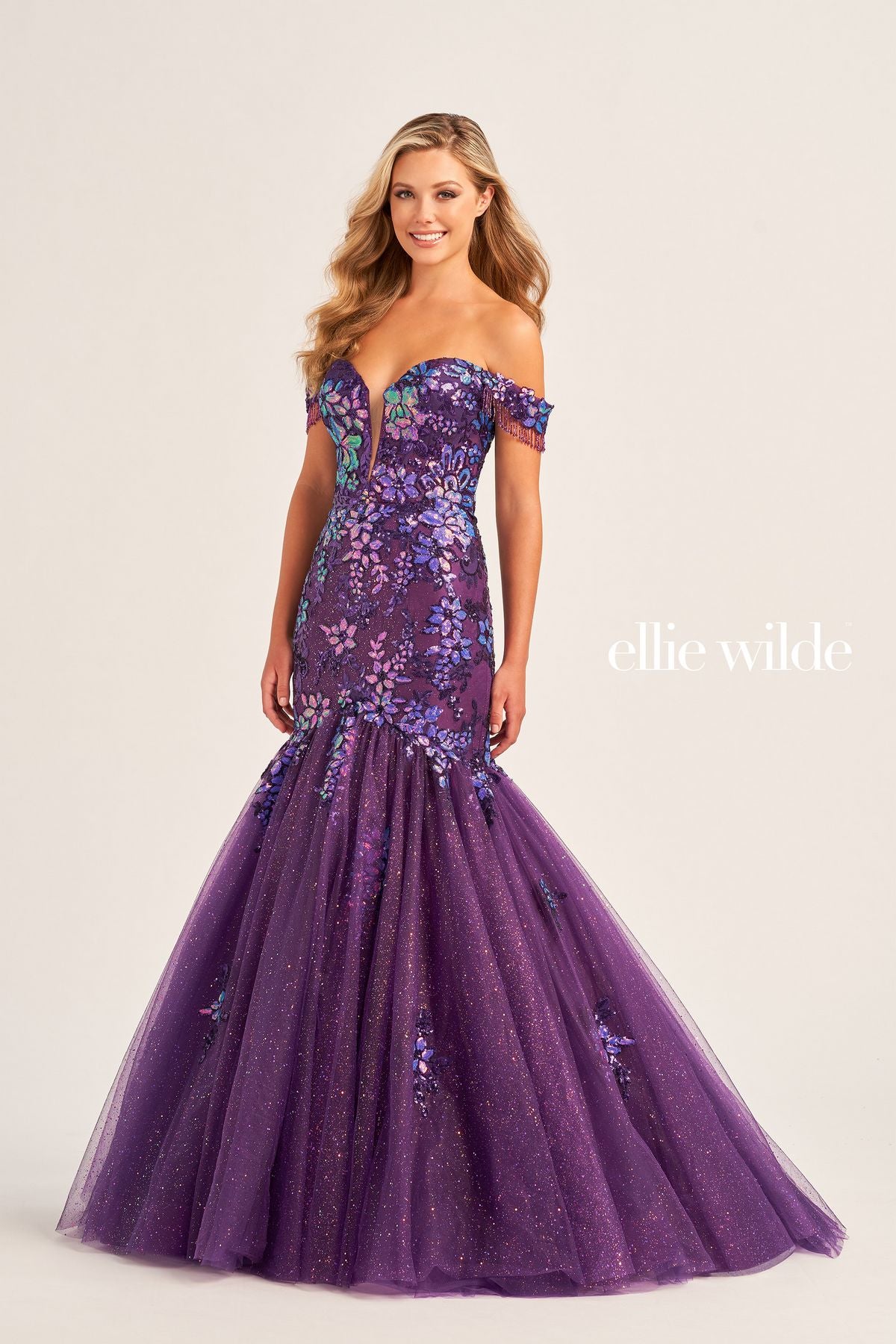 Ellie Wilde EW35219 Long Mermaid Glitter Evening Prom Gown