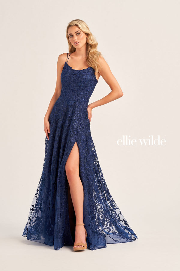 Ellie Wilde EW35222 Long Formal Glitter Slit Prom Dress