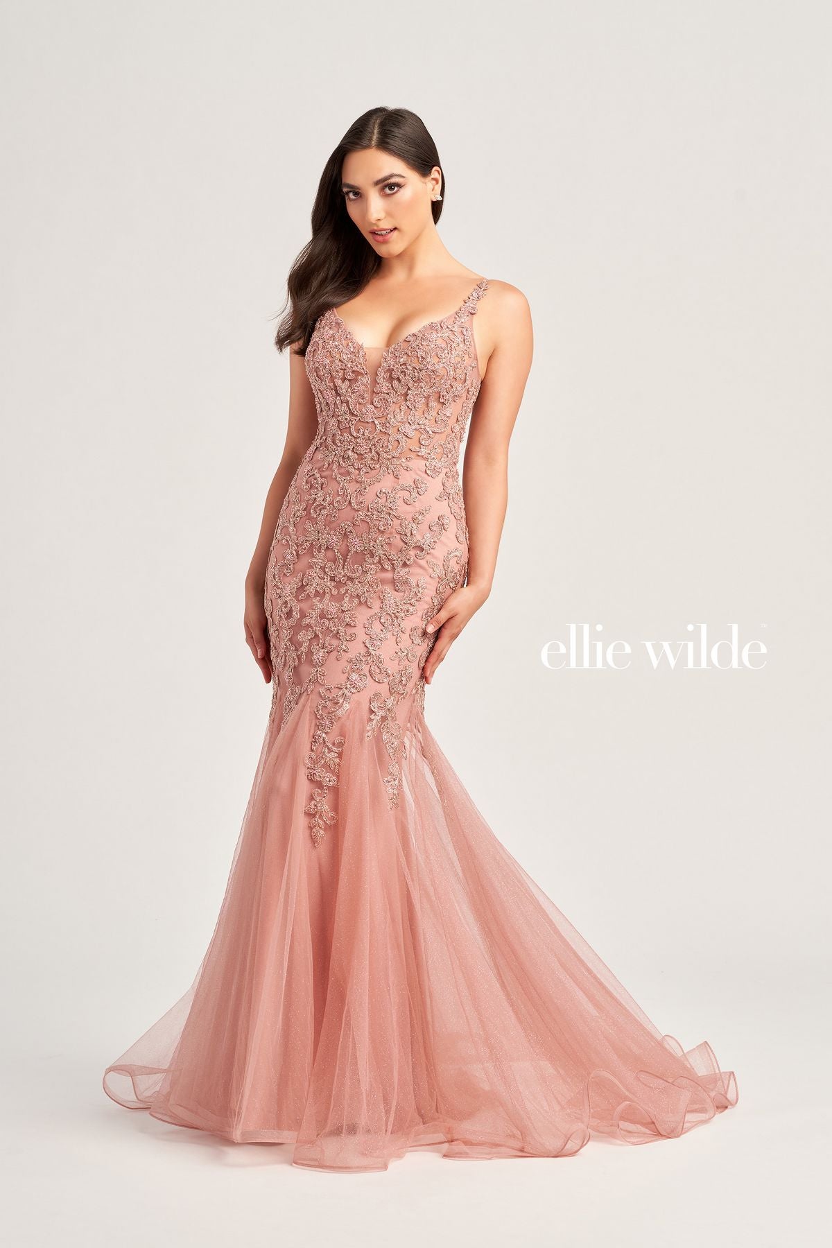 Spaghetti Straps Mermaid Polyester Prom Dresses Dusty Rose Plus Size