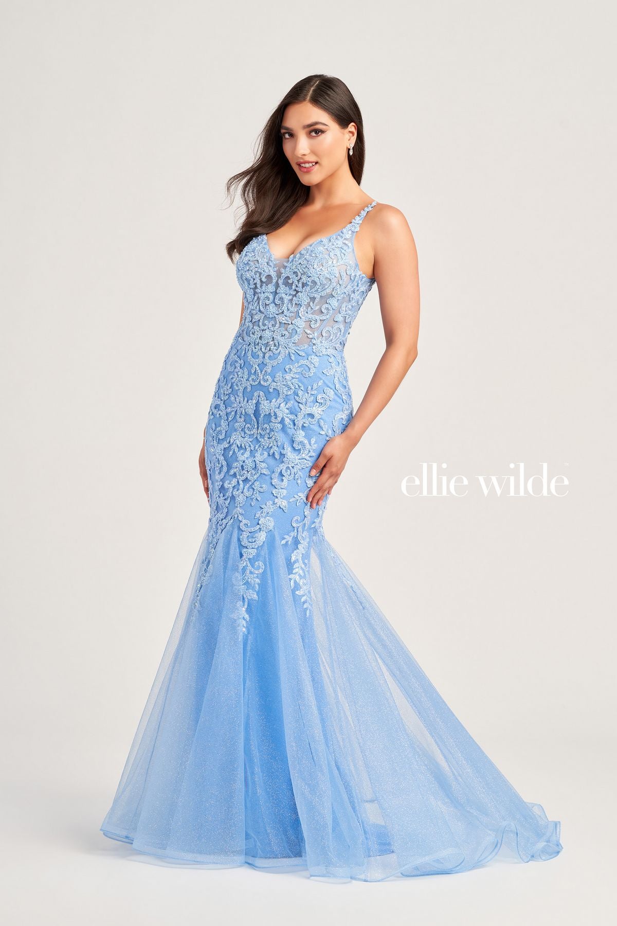 Ellie Wilde EW35227 Glitter Mermaid Long Formal Prom Gown
