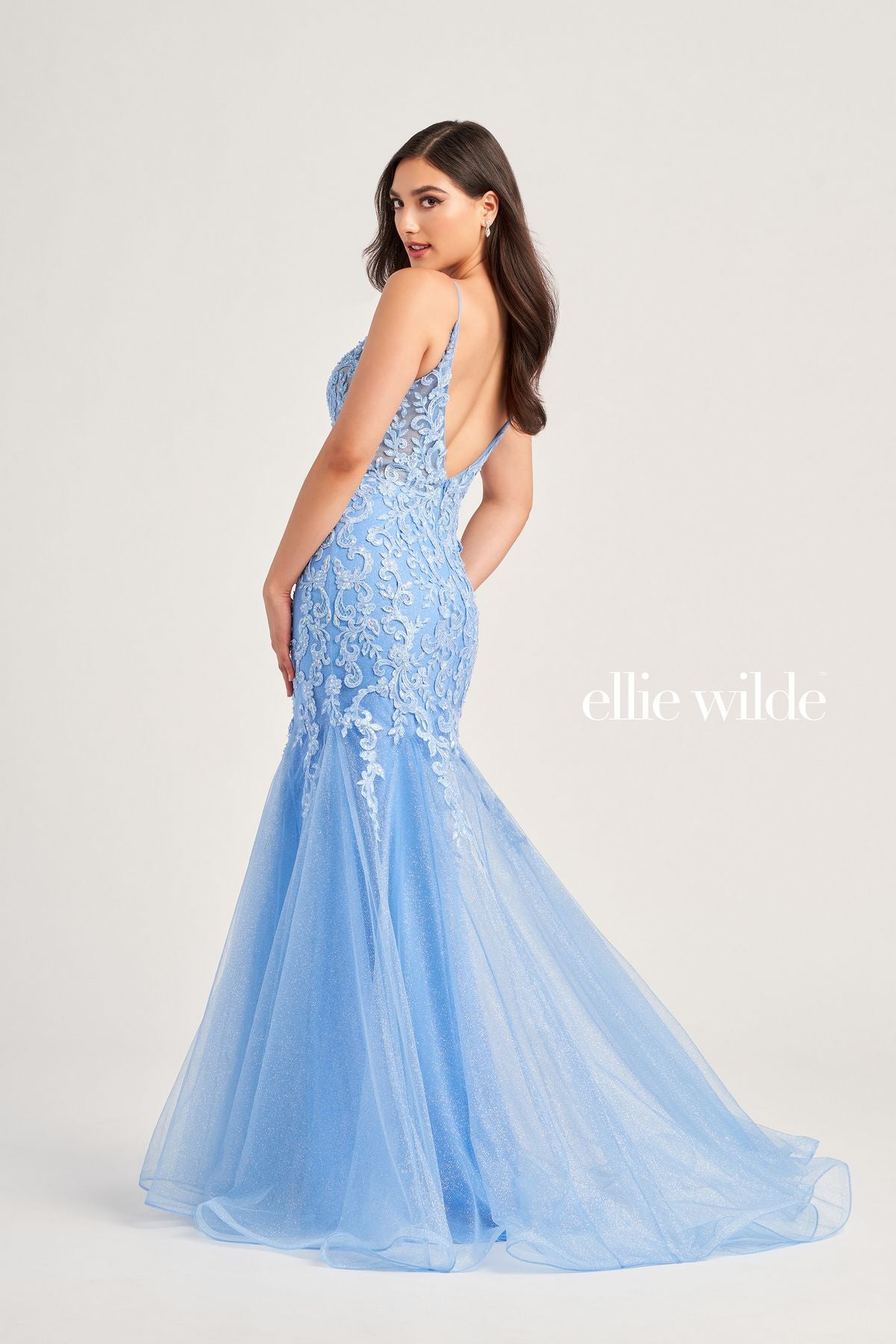 Black Ellie Wilde EW35227 Glitter Mermaid Long Formal Prom Gown for ...