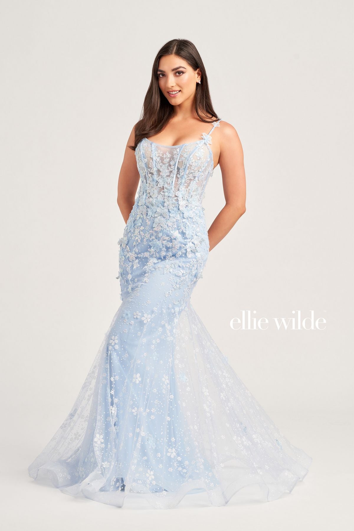 Ellie Wilde EW35241 Fitted Long Formal Glitter Prom Gown