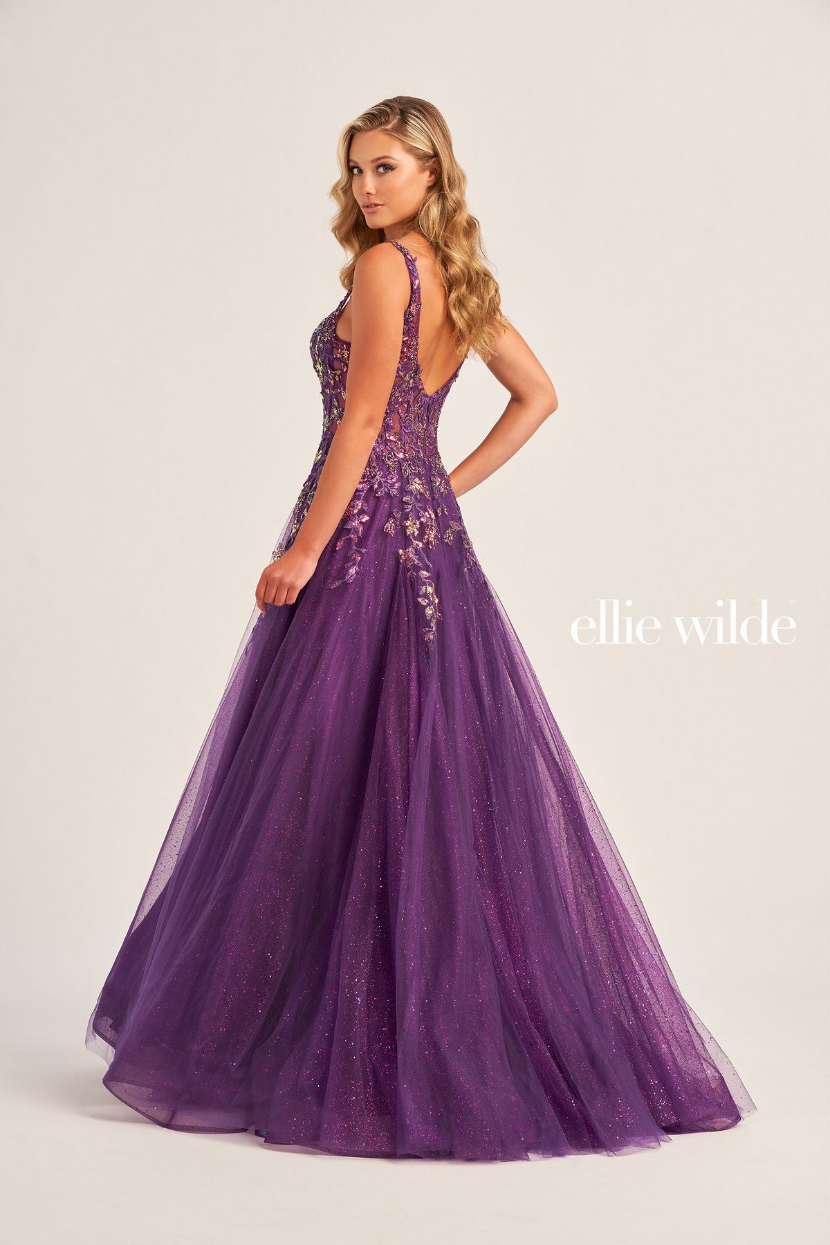 Ellie Wilde EW35242 Glitter Ball Gown Long Formal Prom Dress