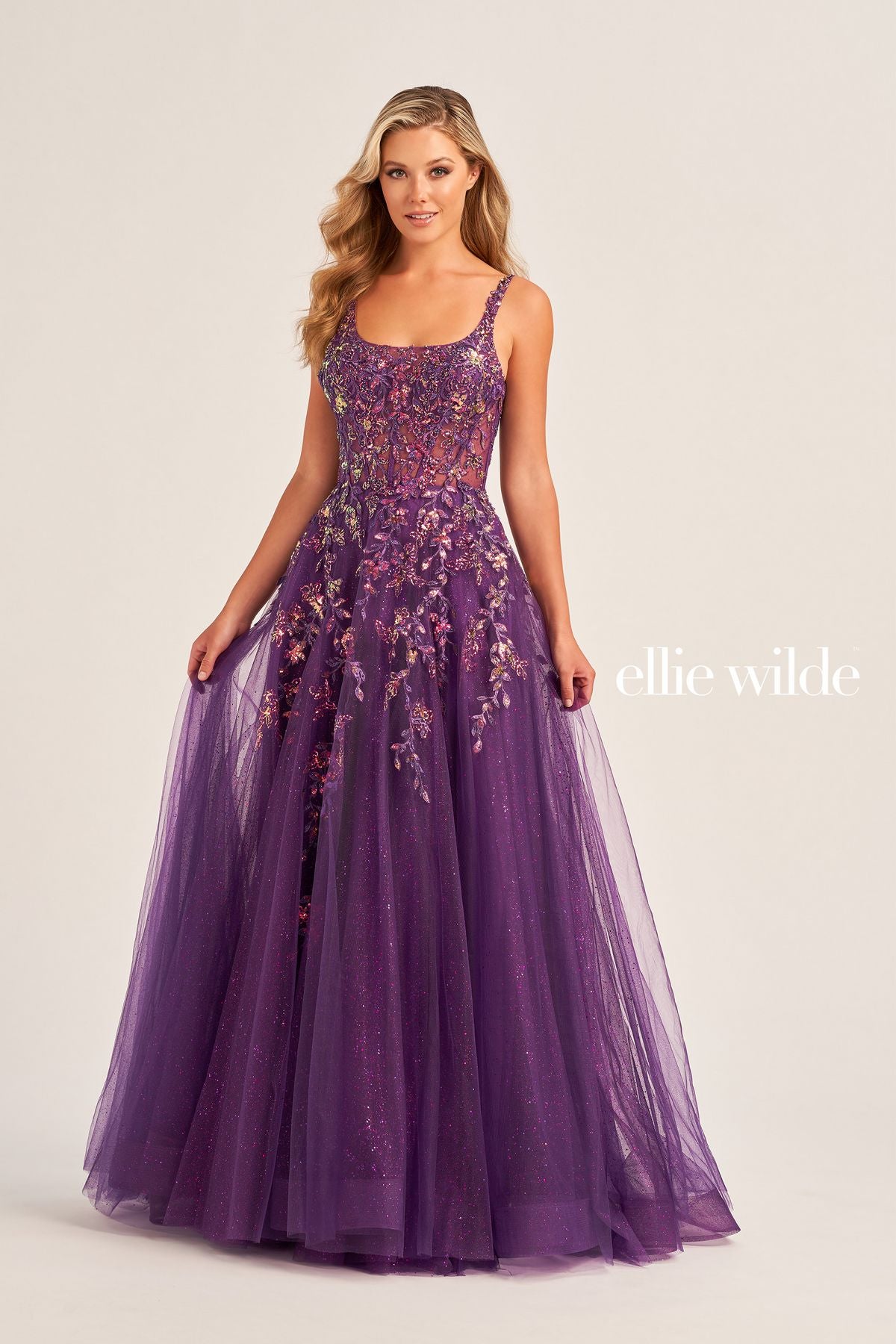Ellie Wilde EW35242 Glitter Ball Gown Long Formal Prom Dress