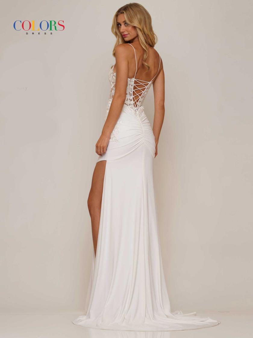 Colors G1086 Long Spaghetti Strap Fitted Prom Dress