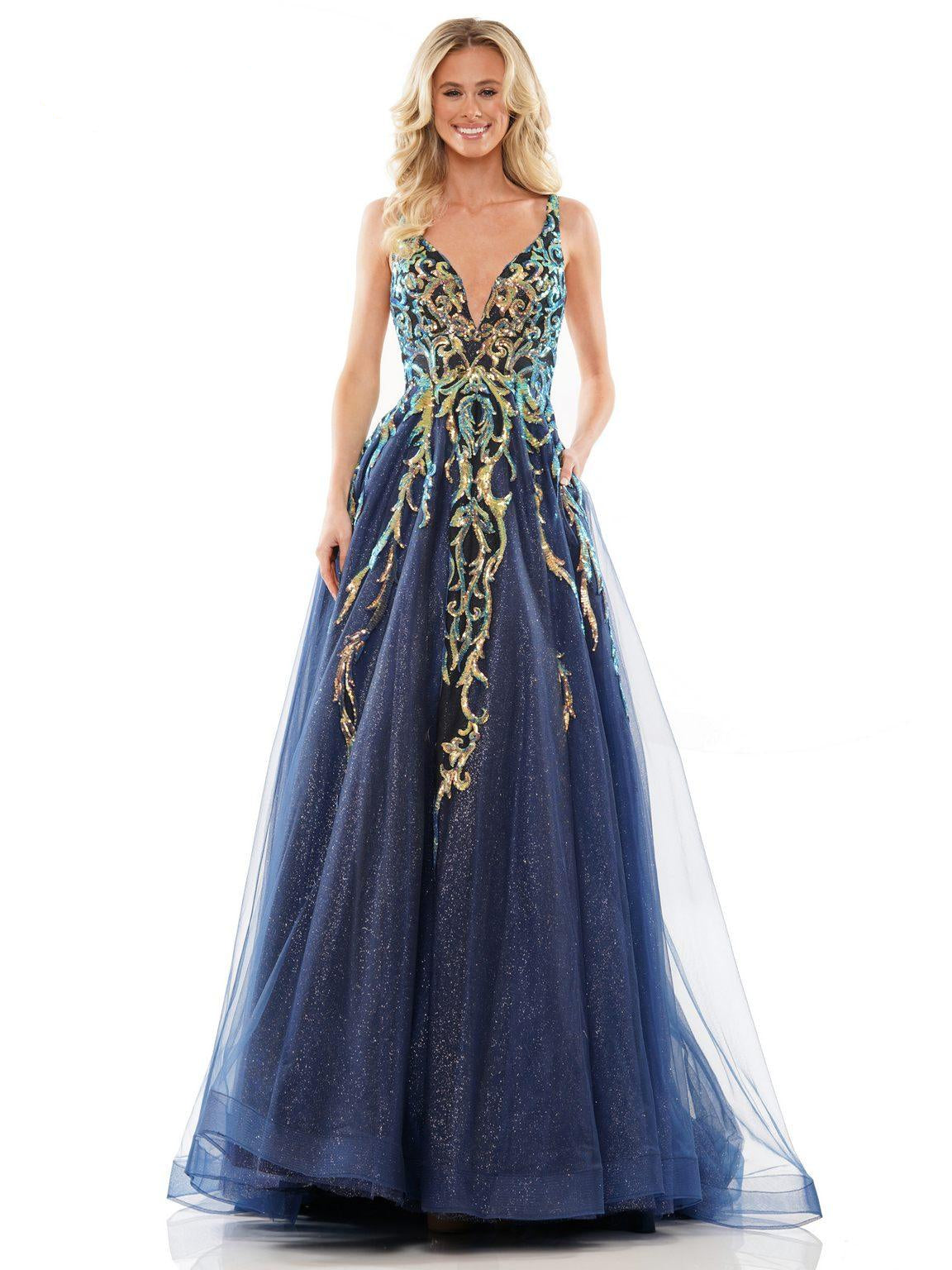 Prom Dresses Long Sleeveless Prom Ball Gown Navy