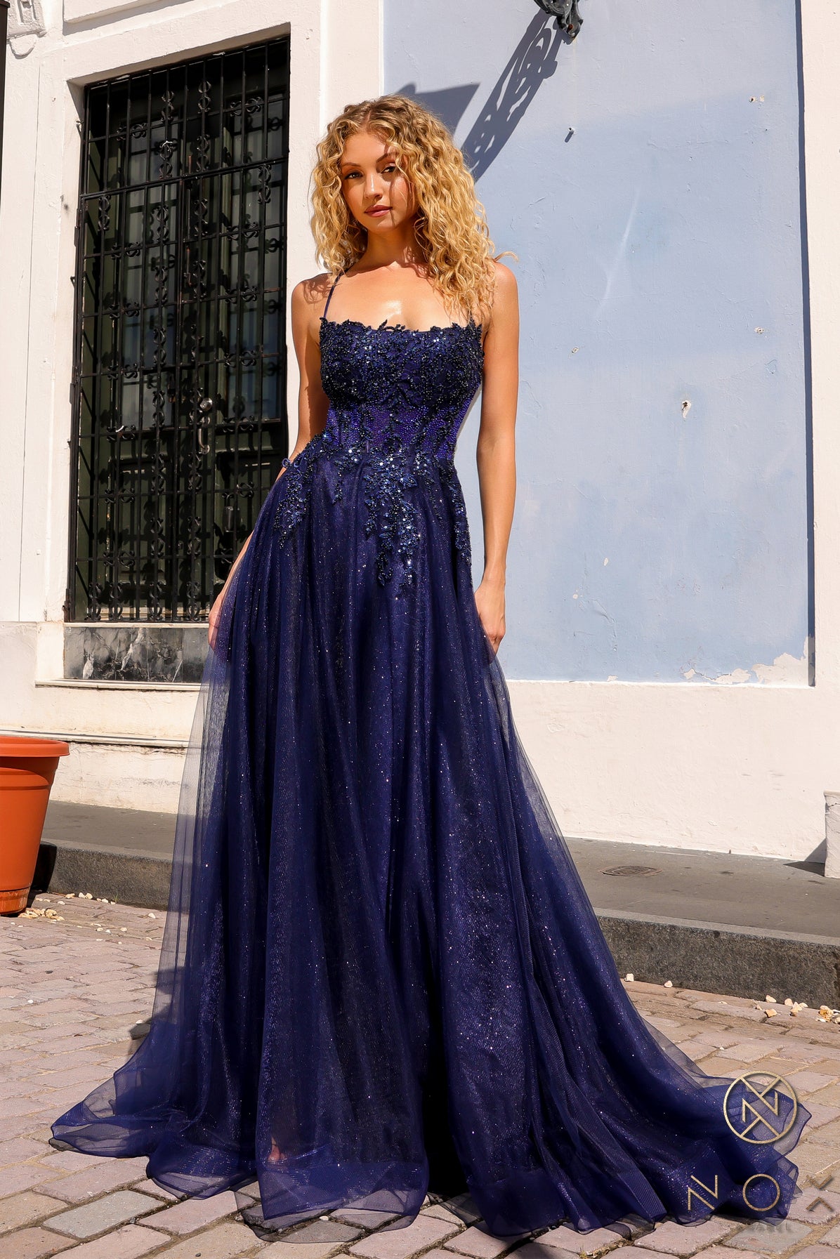 Prom Dresses Sequin Prom Glitter Formal Long Dress Navy Blue