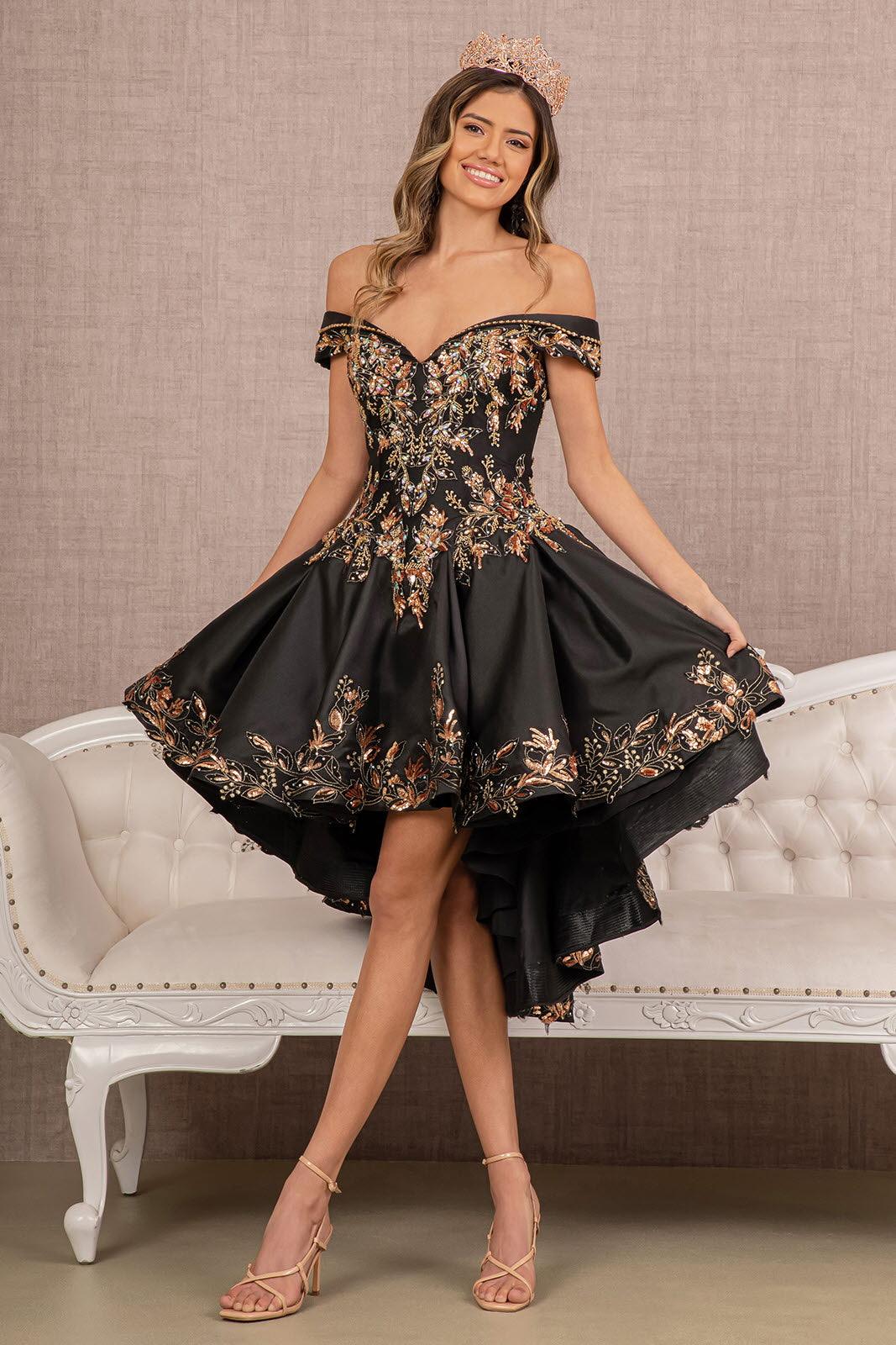 Black Masquerade Ball Gown Off The Shoulder Satin Quinceanera Dress Sweet 16 Dress Custom Size Black