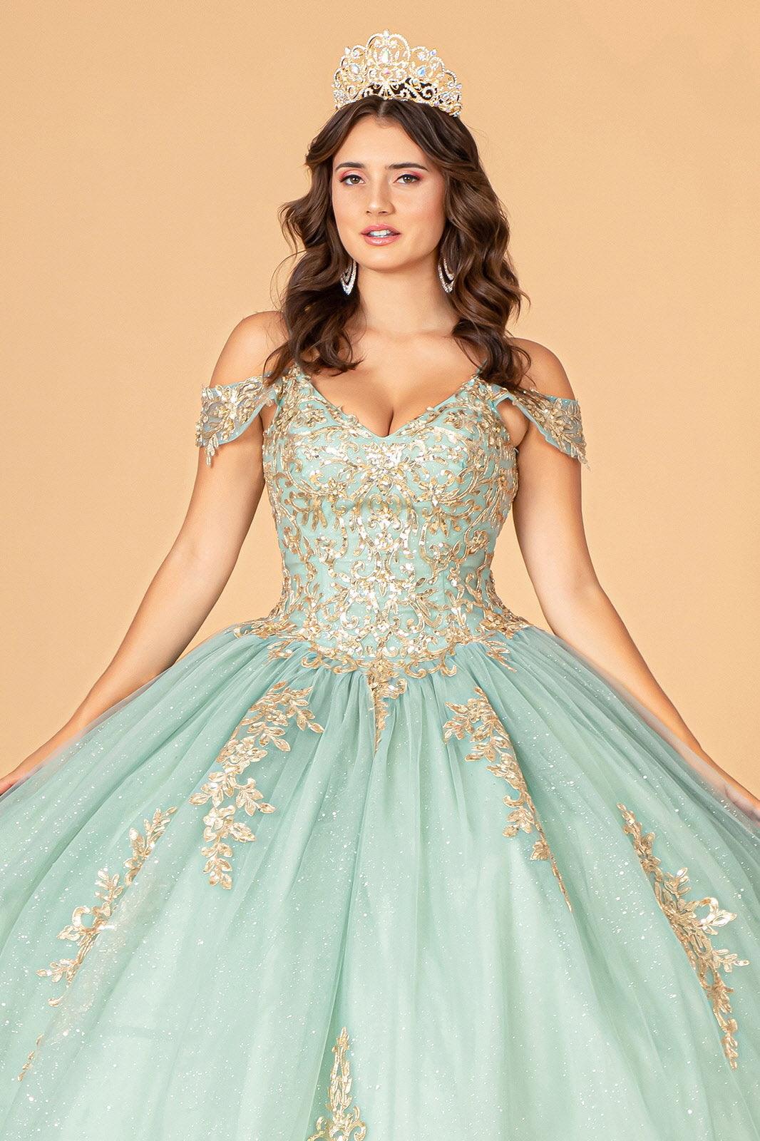 quinceanera dresses modern Long Off Shoulder Quinceanera Mesh Ball Gown